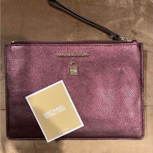 Michael Kors Merlot metallic Wristlet